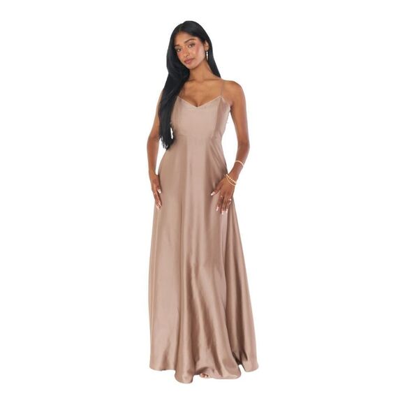 Show Me Your Mumu Faith Brown Dune Chiffon Maxi Bridal Party Dress SZ XS NWOT - Picture 1 of 11